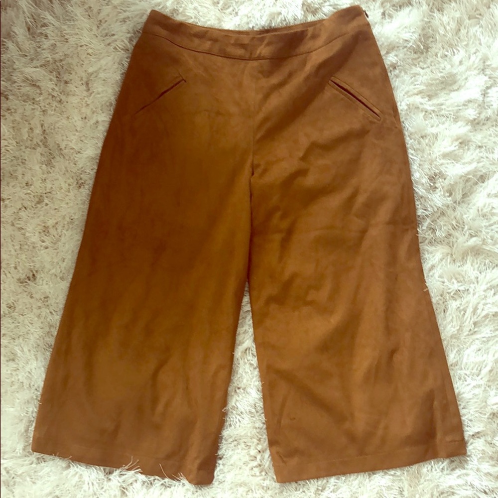 Faux suede culotte capris
